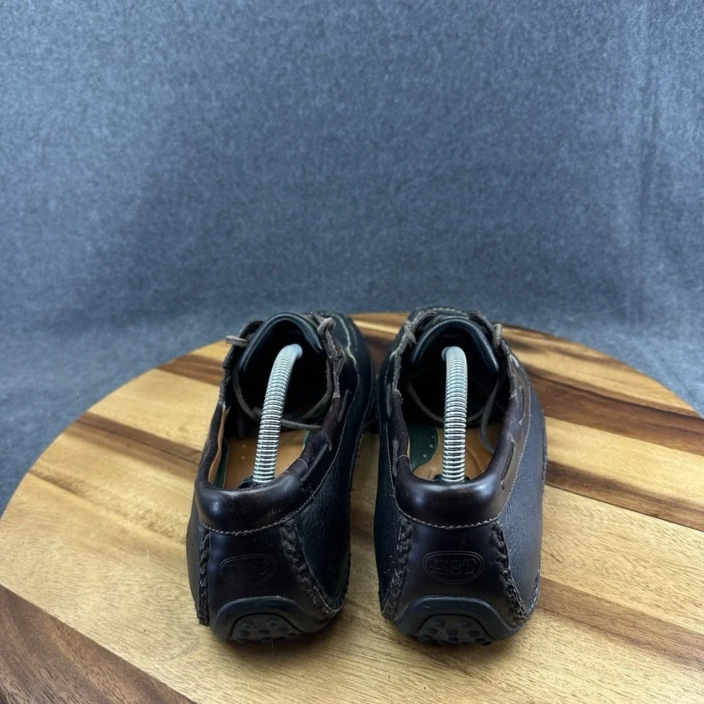 HS Trask Shoes Mens 10M Black Leather Slip On Boat Shoes Driving Moccasins H3184
